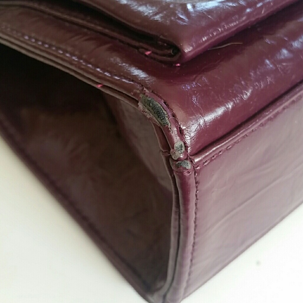 EXPRESS Purple Wine Satchel Attaché Handle Bag - Picture 6 of 8